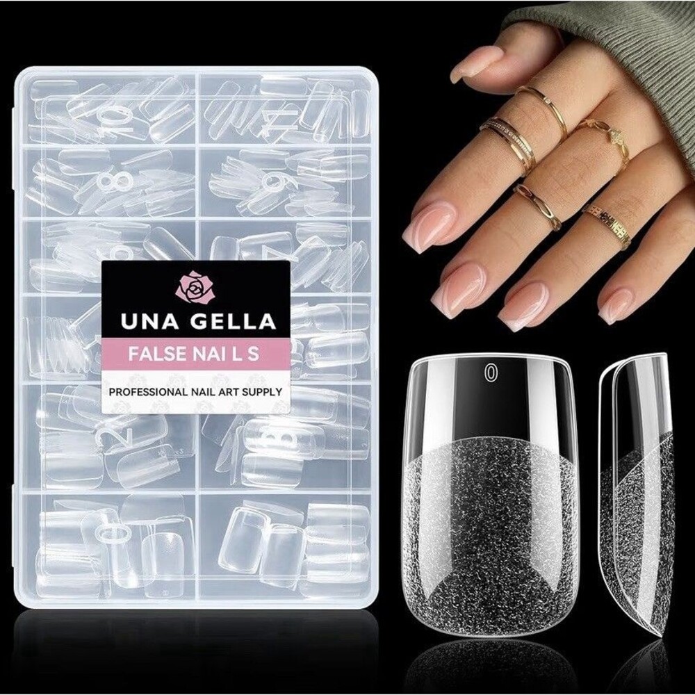UNA GELLA Short Square Gel Nail Tips 216Pcs Short Square Press on Nails Pre-Shap